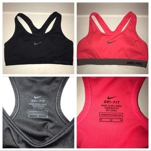 🌟2 NIKE PRO SPORTS BRAS🌟 Black & Hot Pink Size M